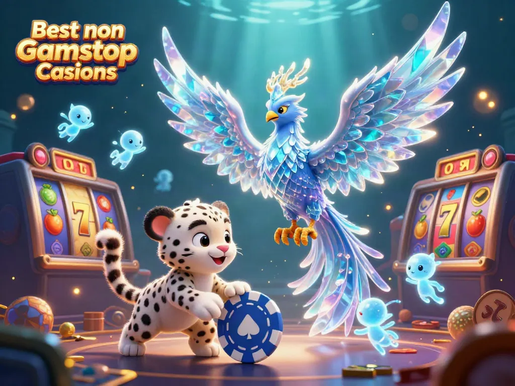 Experience the thrill of Best non Gamstop Casinos with dynamic slot games and engaging characters in a vibrant scene.