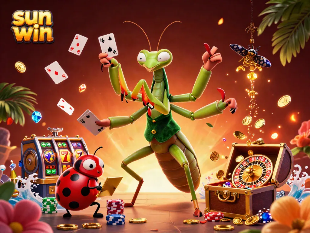 Experience thrill and excitement at Sun Win with colorful slots and casino elements.