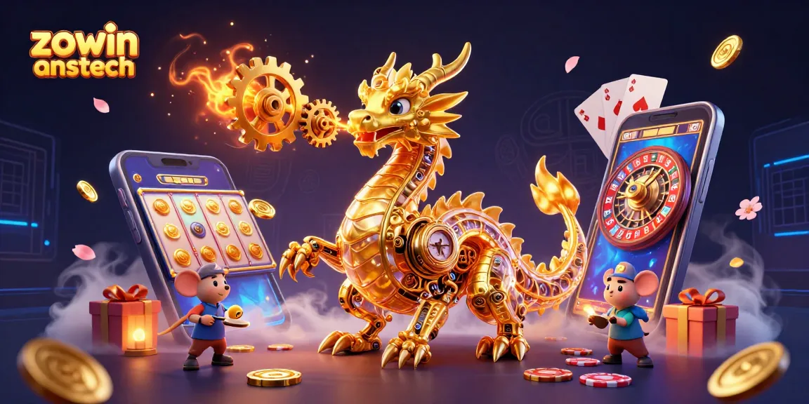 Experience the thrill of gaming with zowin anstech and dynamic casino elements captured in a colorful scene.