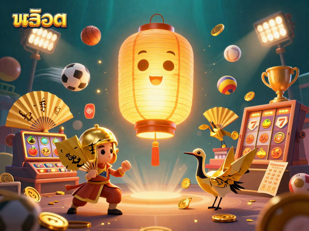 Experience thrilling สล็อต gameplay with a vibrant 3D illustration of winning symbols and dynamic action.