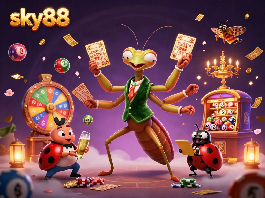 sky88 delivers a vibrant gambling experience with lottery balls, cards, and lively casino elements.