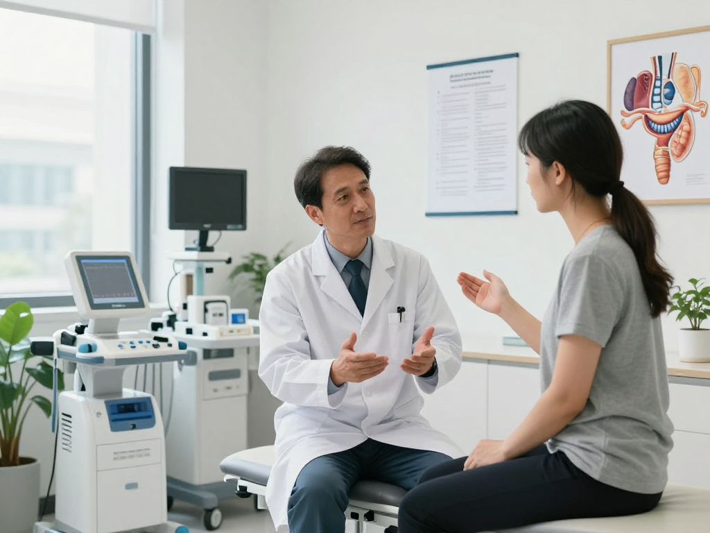 Consultation in a urology clinic to book a urology consultation in a modern healthcare setting.