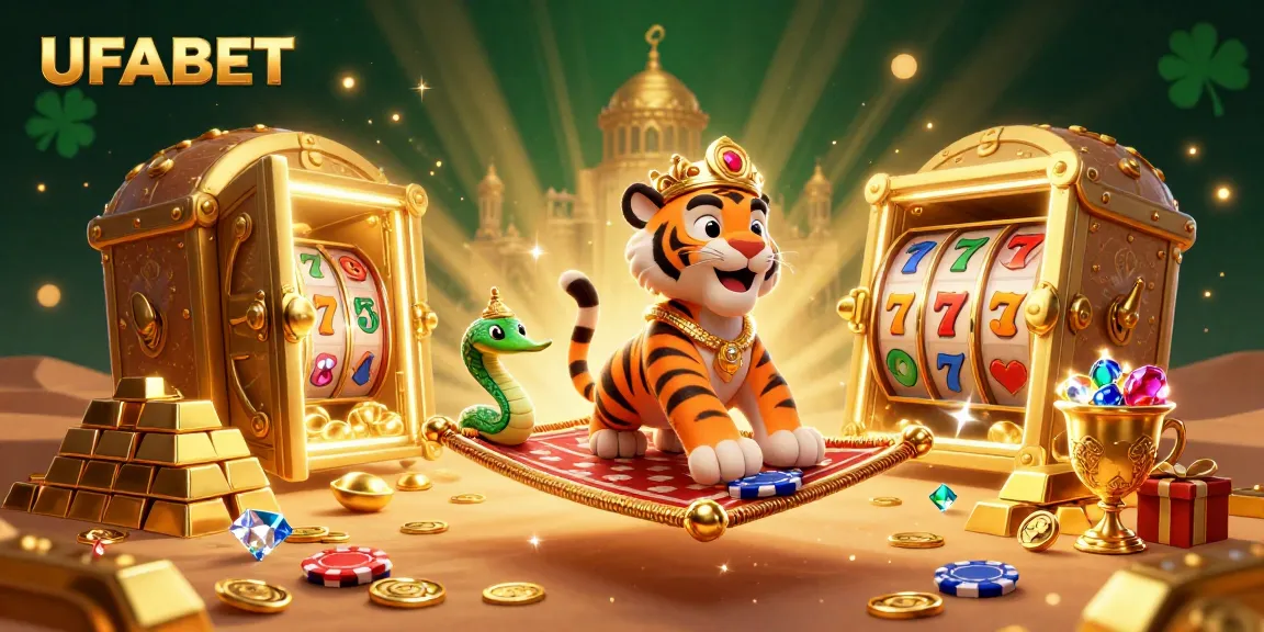 Win big with UFABET's ultra-luxurious 3D casino experience featuring vibrant characters and classic symbols.