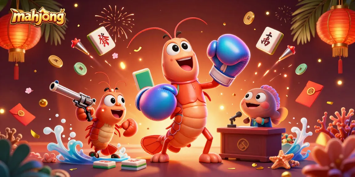 Engage in mahjong gaming with vibrant 3D characters, floating tiles, and festive decorations!