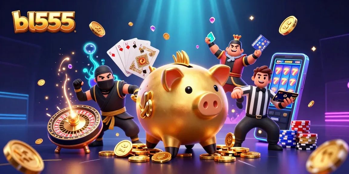 Watch the bl555 sumo wrestler perform a dramatic ground-stomp, showering golden coins in this vibrant casino illustration.