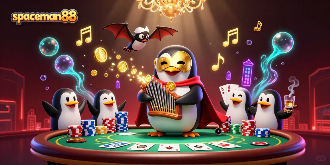 Spin to win at spaceman88: an exciting scene with a cartoon penguin playing a pipe organ pouring out golden coins.